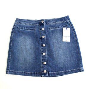 Wallflower Women's Denim Blue Jean Skirt Size 10 Button Front